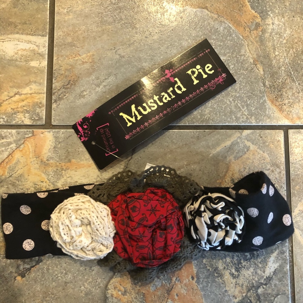 Mustard Pie Black and Red Floral Headband
